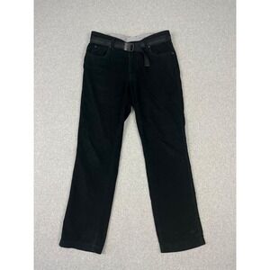 Columbia Corduroy Pants Mens 32x30 Black Slim Fit with Belt Straight Leg
